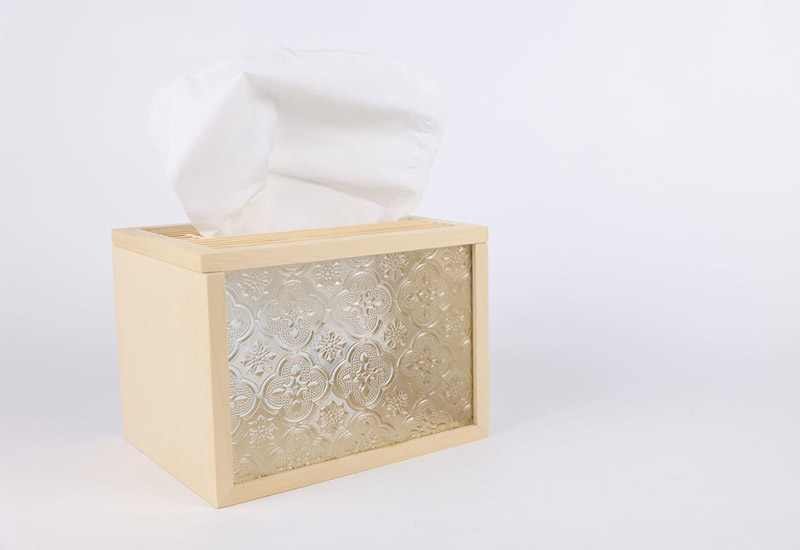 手手 海棠花衛生紙盒(小型) 玻璃窗花衛生紙盒